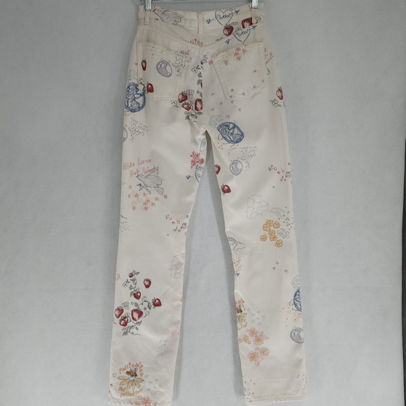 Reformation Cream Floral Straight Leg Jeans - Picture 4 of 12
